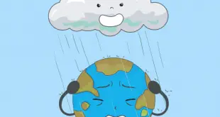 Ilustração de Chuva Ácida Caindo na Terra